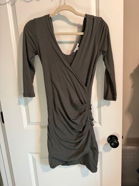 James Perse Olive Green Long Sleeve Wrap Dress